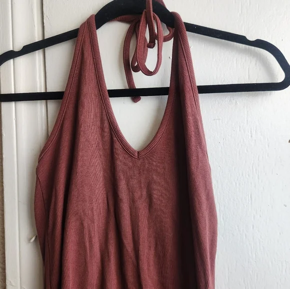 NWOT Old Navy- Rust Halter Rib Dress - Picture 3 of 4